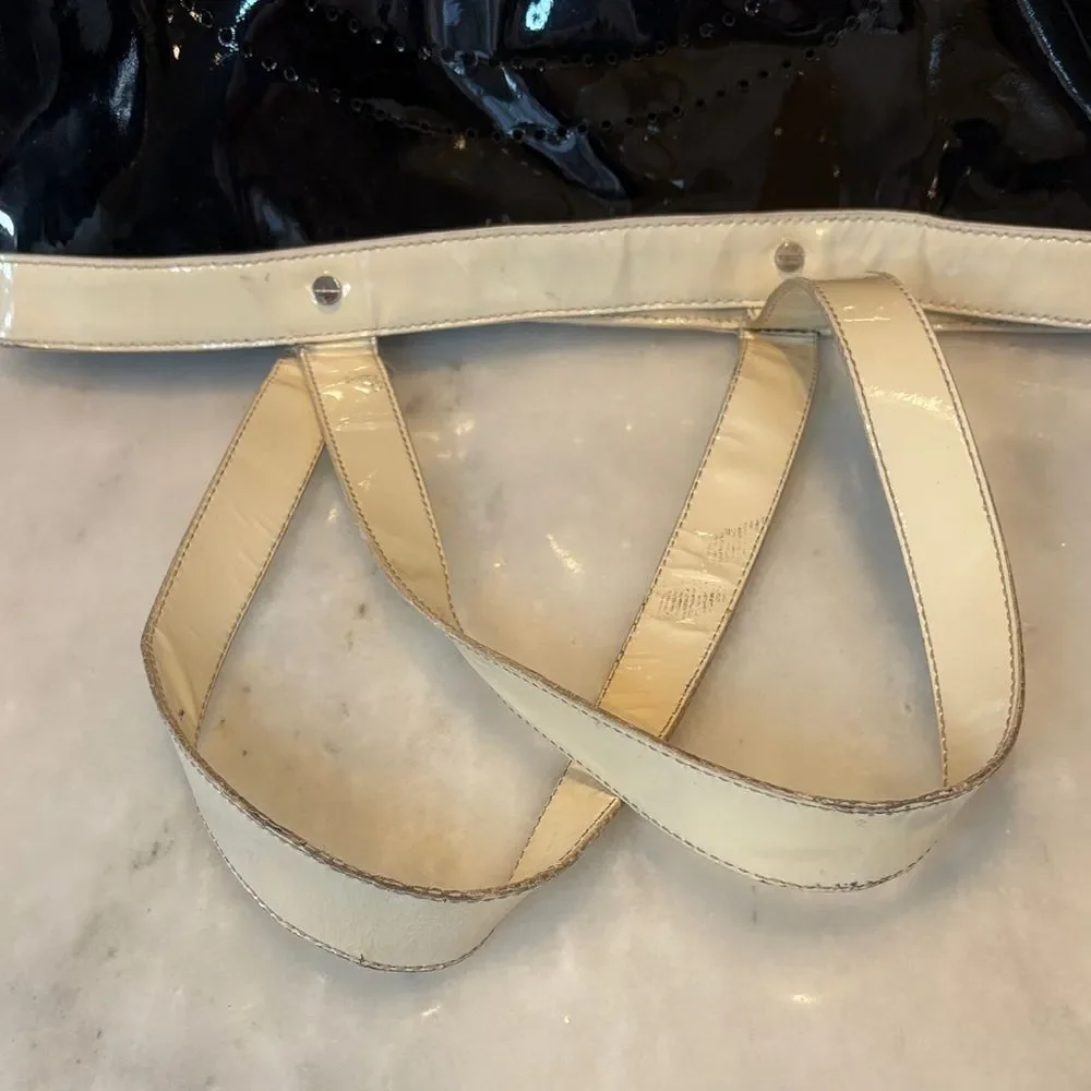 Tory Burch Bag Purse Handbag Tote Logo Patent Leather XL Designer Bag